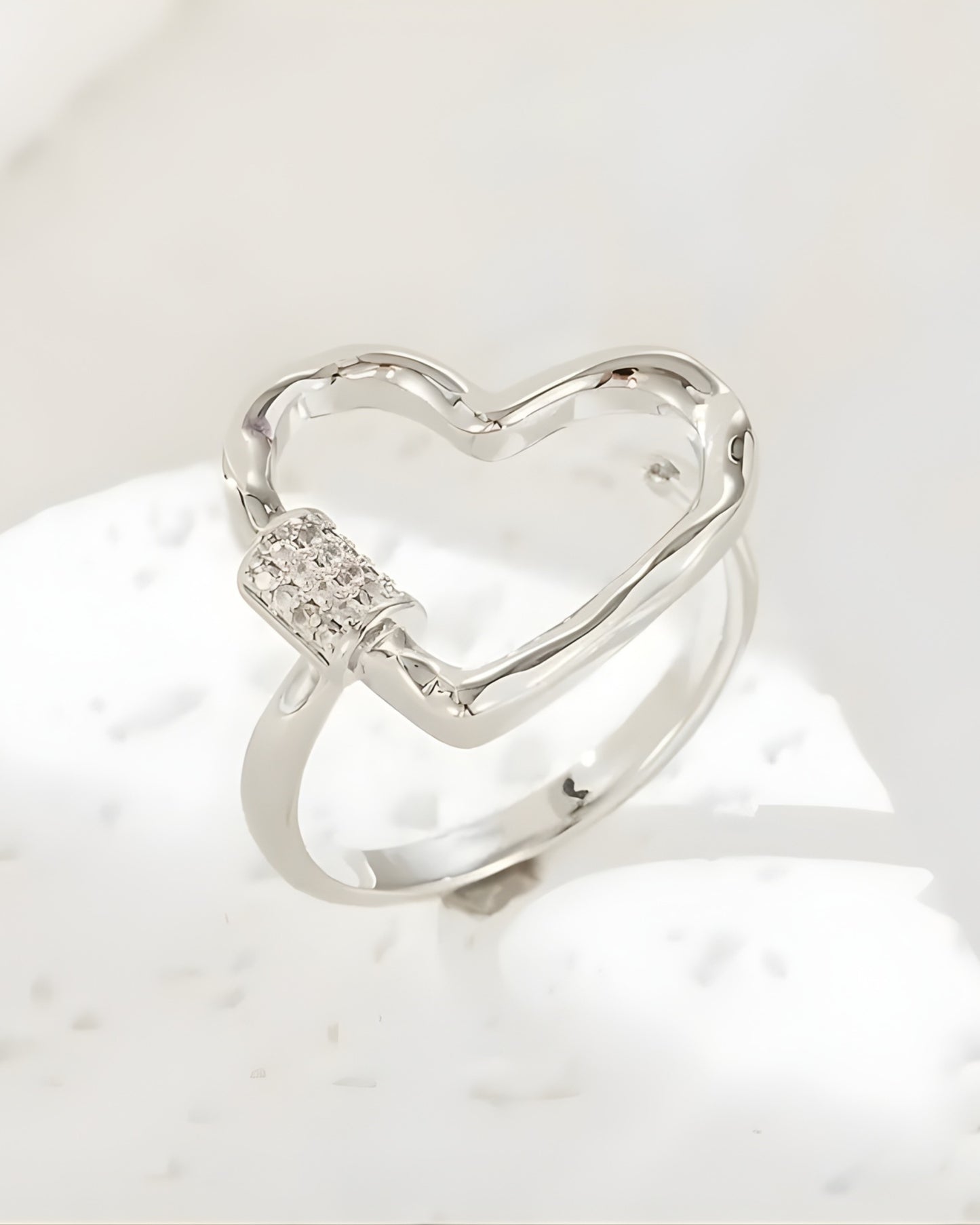 Silver Heart-lock Ring