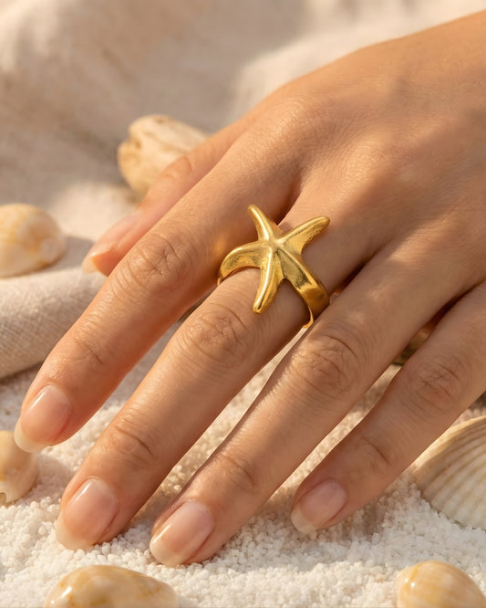 Anti-Tarnish Gilded Star Ring