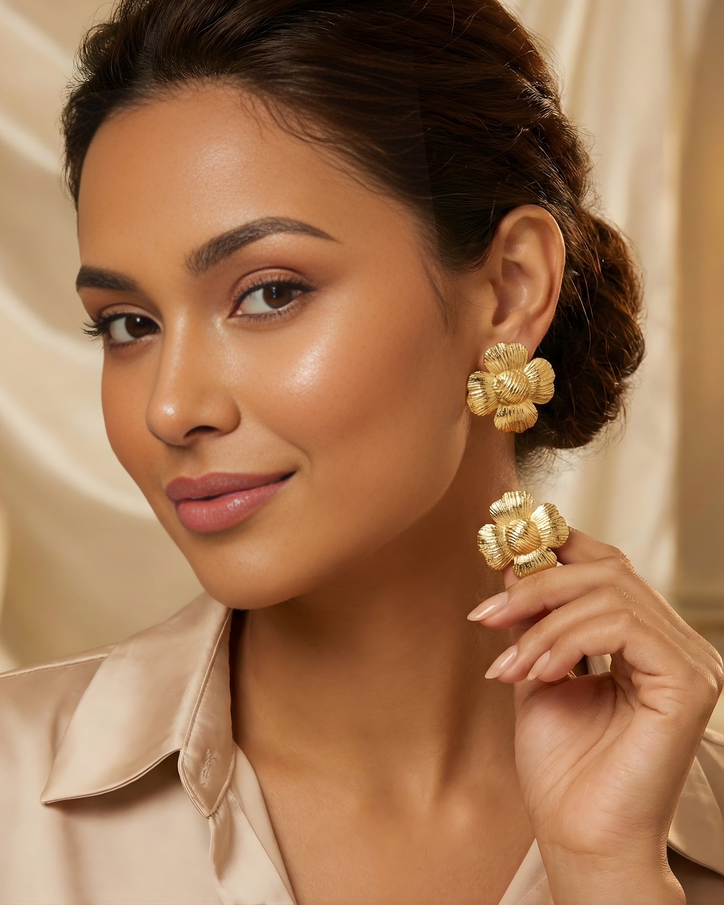 Anti-Tarnish Golden Blossom Earrings