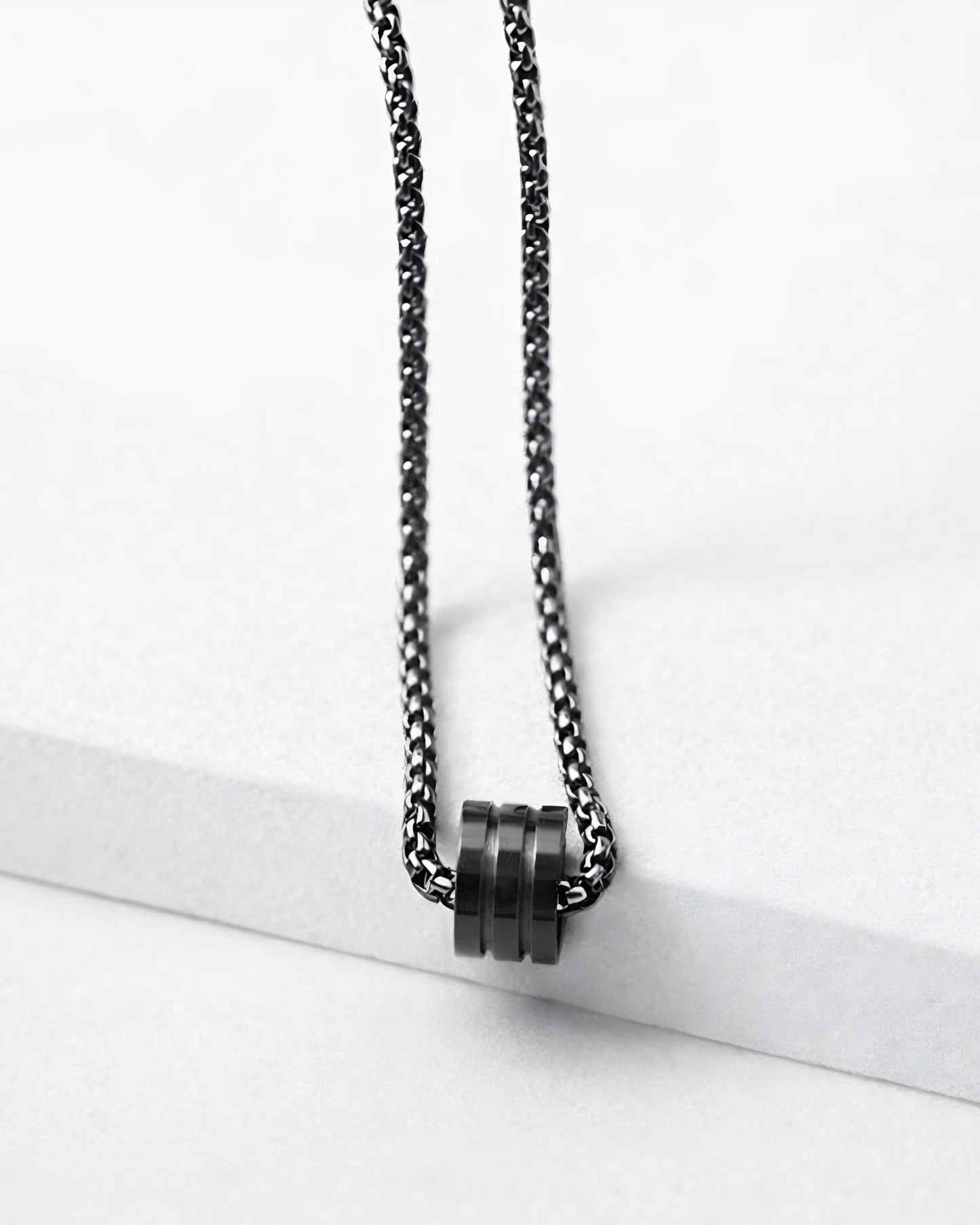 Men’s Anti-Tarnish Eclipse Trinity Pendant (BLACK)