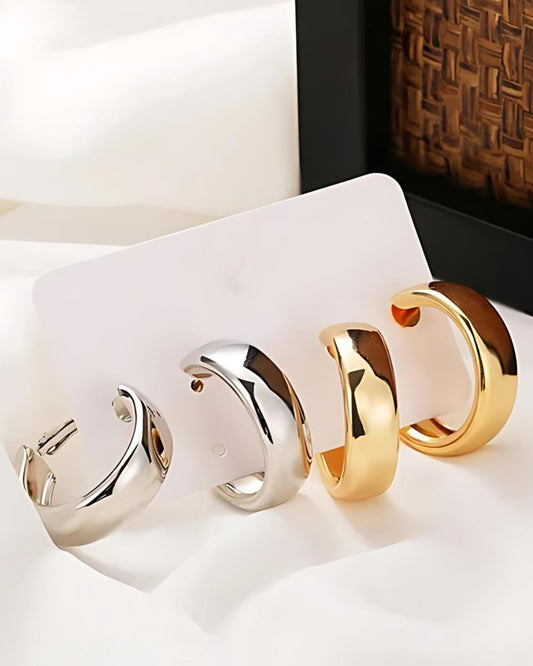 Gold & Silver-Plated Hoop Earrings Set