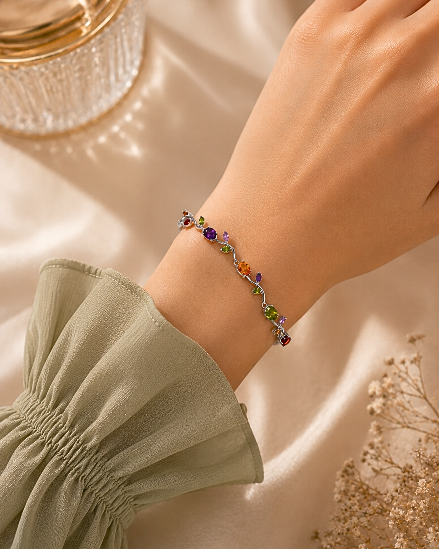 Anti-Tarnish Multi-Colored Tulip Bracelet