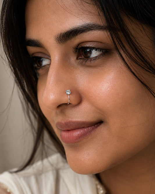 Anti-Tarnish Silver Ice Crystal Nose Pin