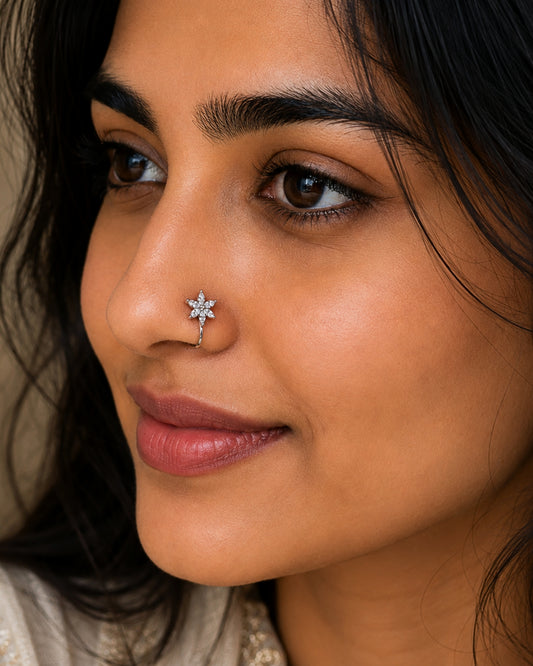 Anti-Tarnish Silver Starlit Nose Pin