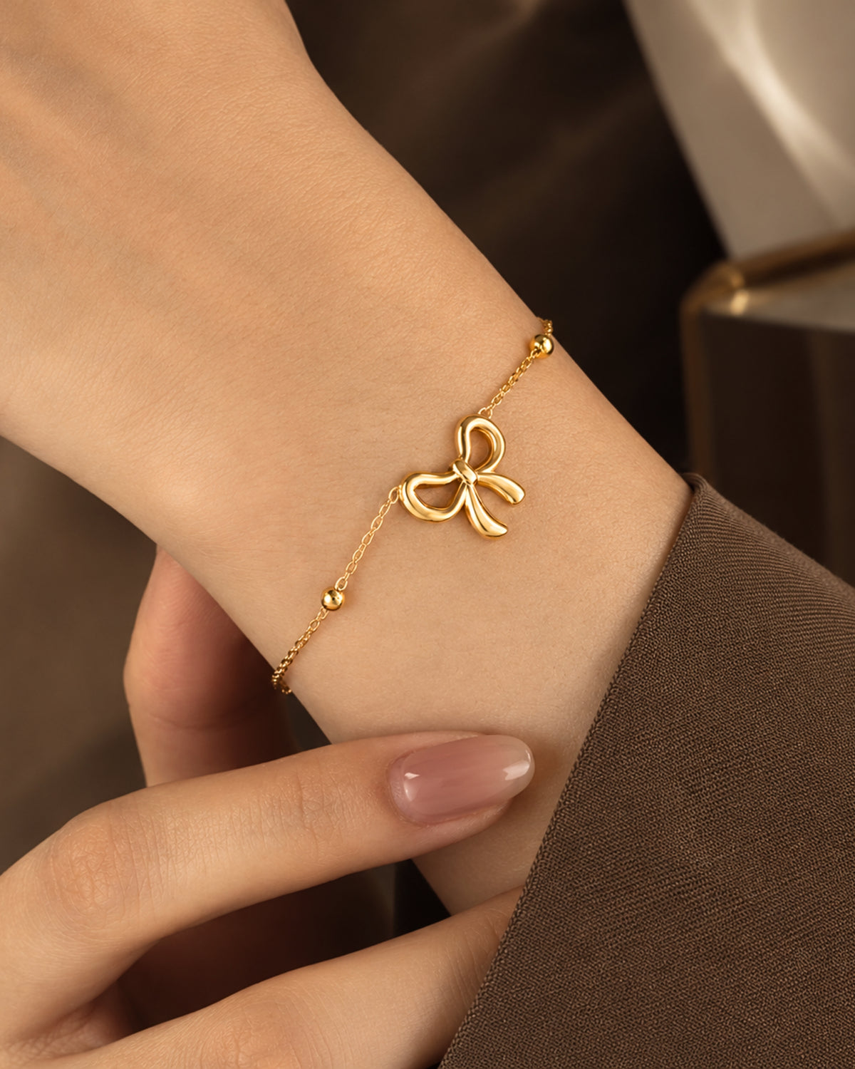 Anti-Tarnish Gold Bow Wraparound Bracelet