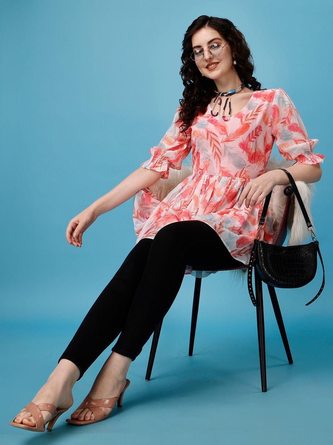 Ark of Oasis - Plus Size Women's Printed Georgette Top
