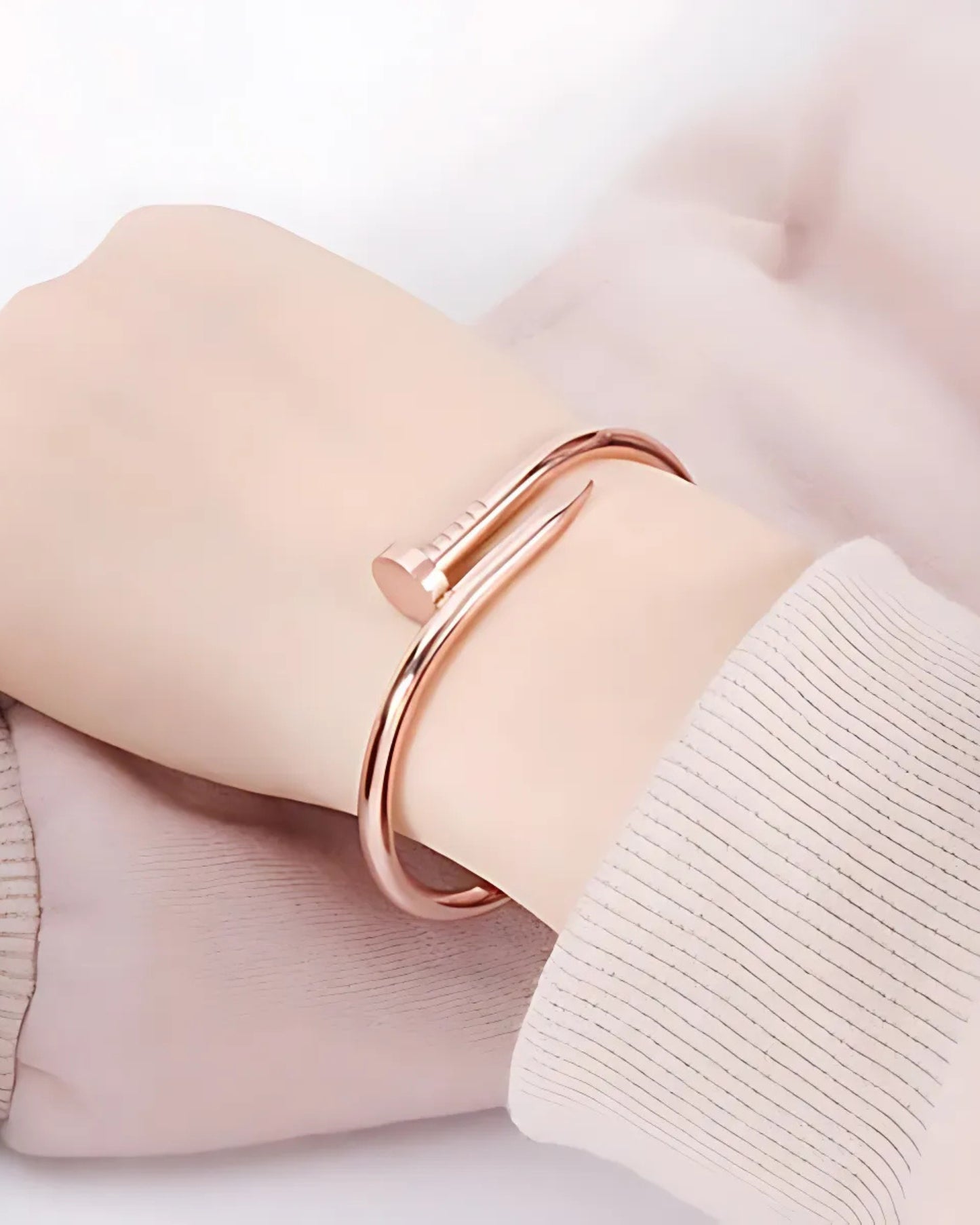 Rose Gold-Plated Stainless Steel Nail Bracelet