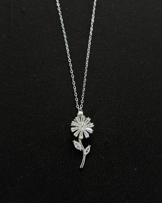 Rotating Silver Plated Flower Pendant
