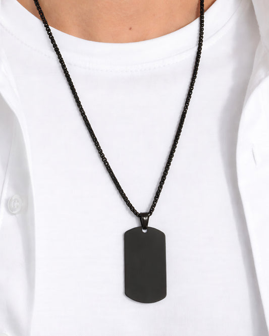 Men’s Anti-Tarnish Obsidian Tag Pendant