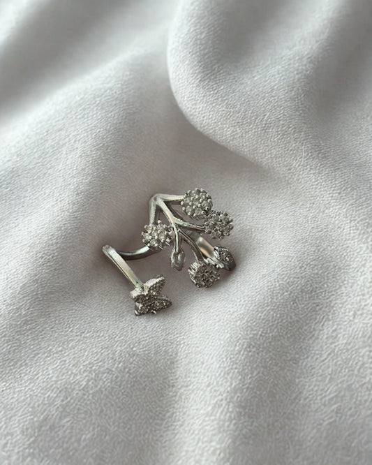 Silver Floral Branch Ring