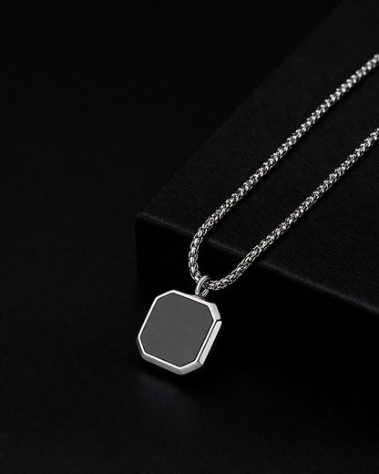 Men’s Anti-Tarnish Noir Square Pendant
