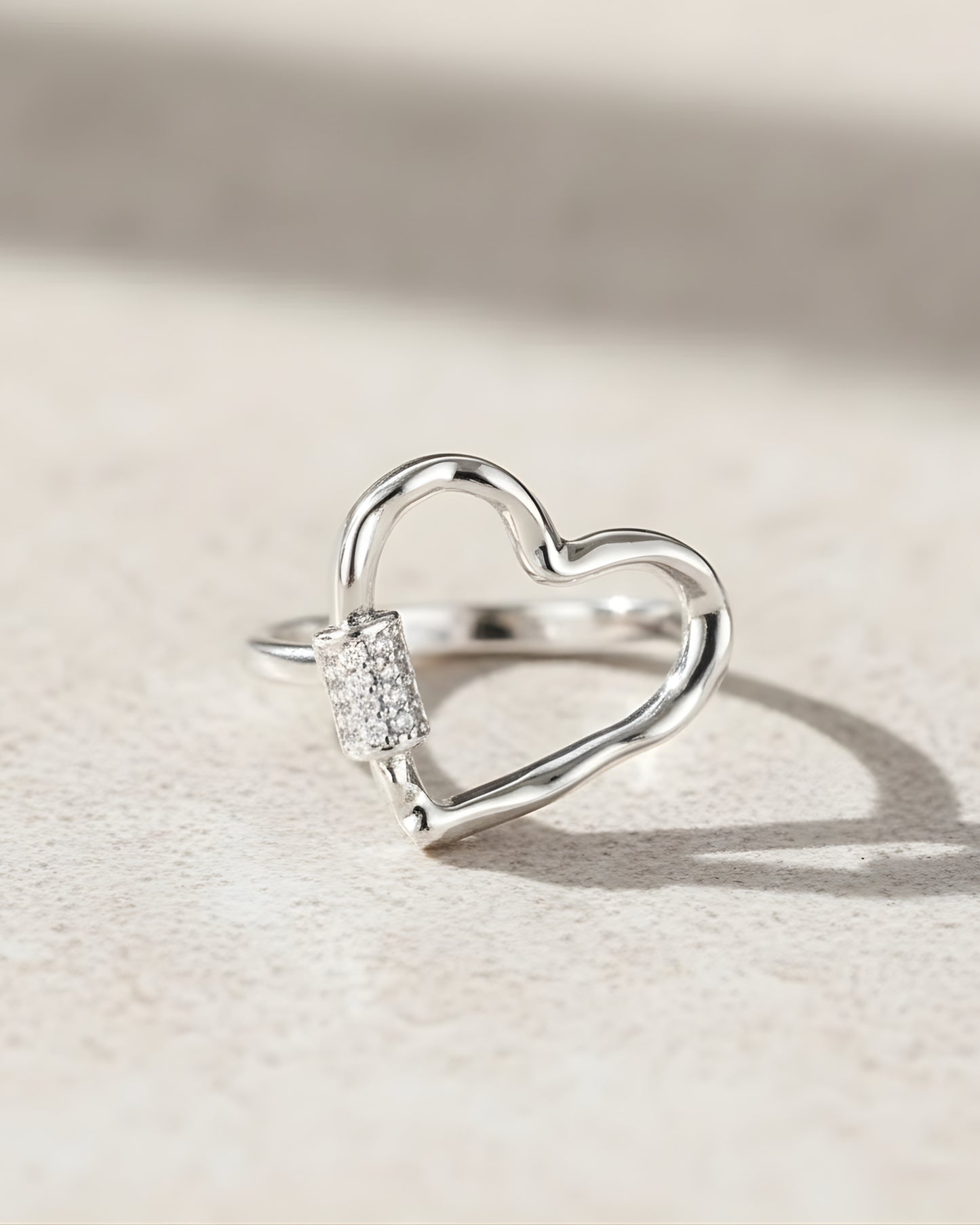 Silver Heart-lock Ring
