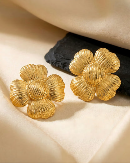 Anti-Tarnish Golden Blossom Earrings