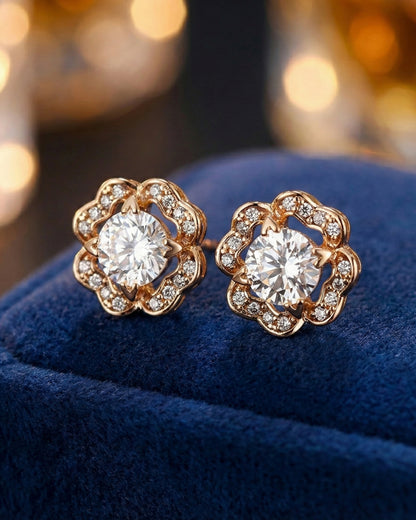 Anti-Tarnish Rose Gold Clover Studs