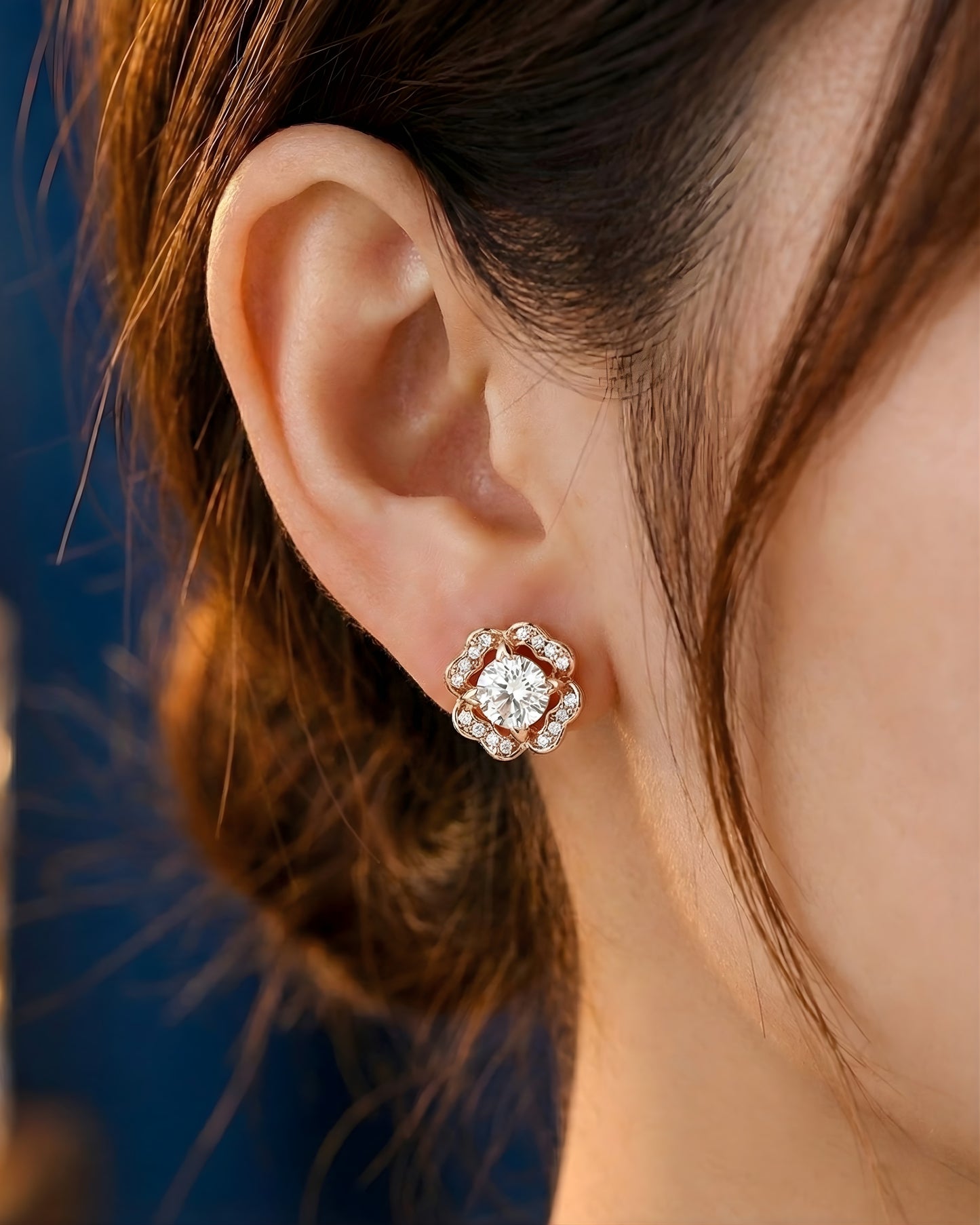 Anti-Tarnish Rose Gold Clover Studs