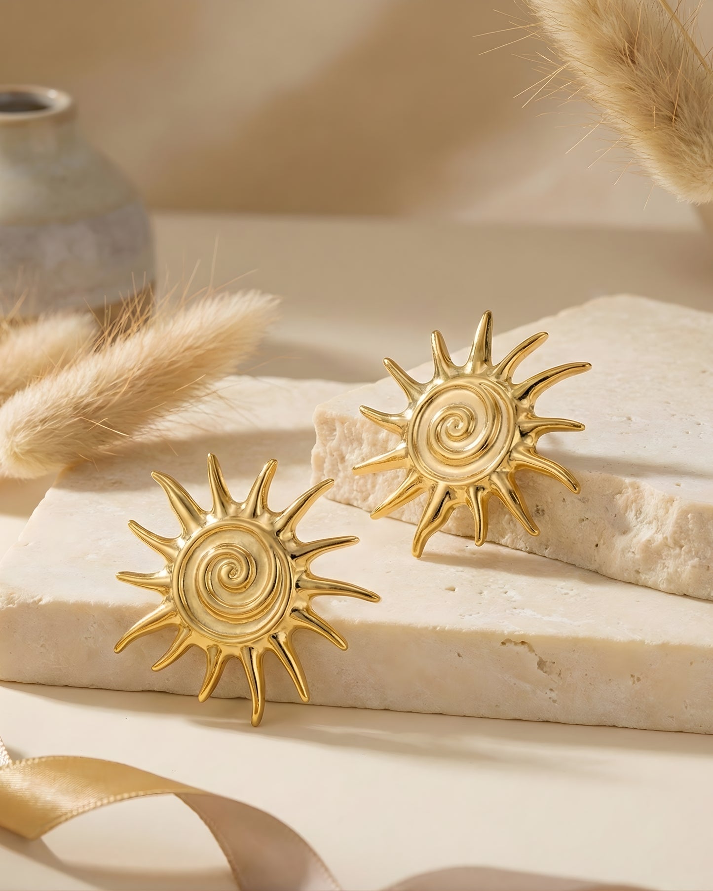 Anti-Tarnish Golden Sunbeam Studs