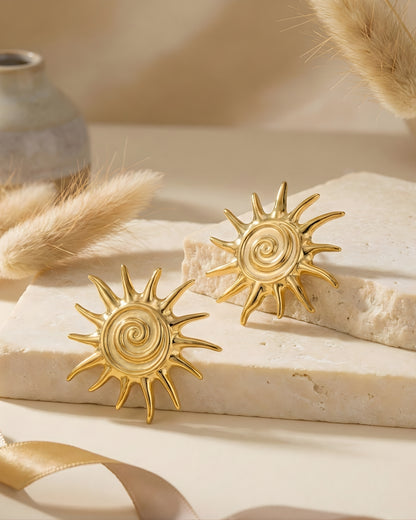 Anti-Tarnish Golden Sunbeam Studs
