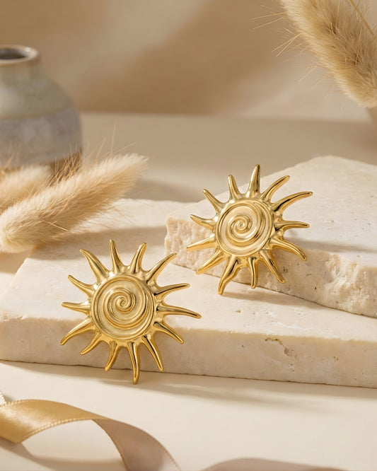 Anti-Tarnish Golden Sunbeam Studs