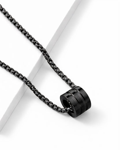 Men’s Anti-Tarnish Eclipse Trinity Pendant (BLACK)
