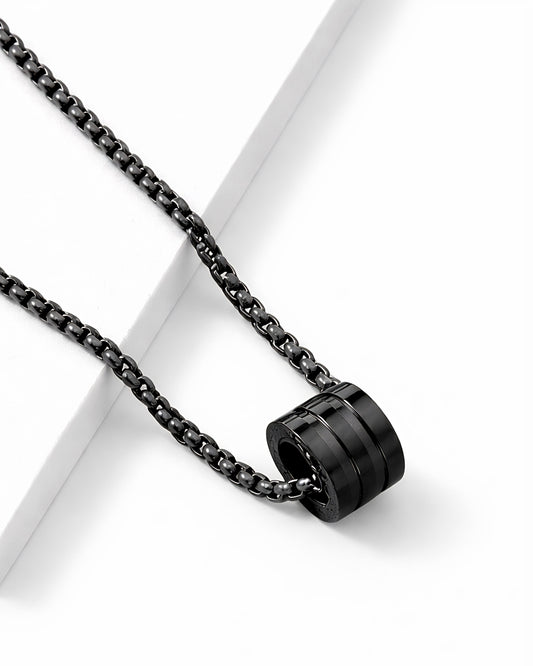 Men’s Anti-Tarnish Eclipse Trinity Pendant (BLACK)