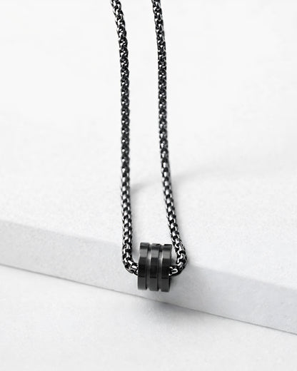 Men’s Anti-Tarnish Eclipse Trinity Pendant (BLACK)