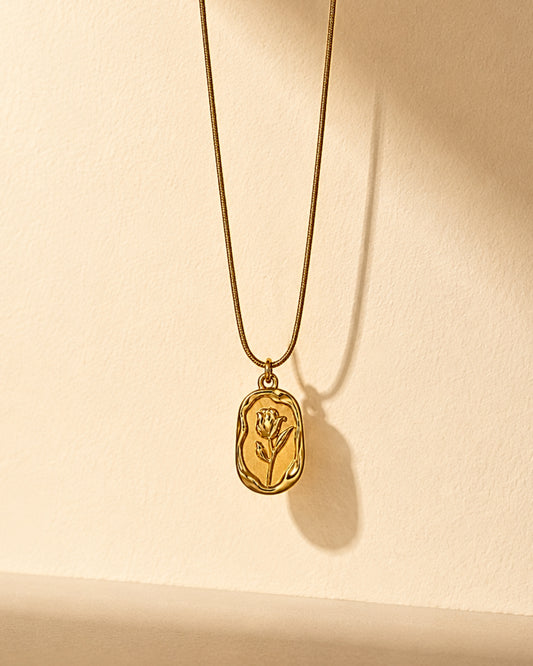 Anti-Tarnish Golden Rose Pendant