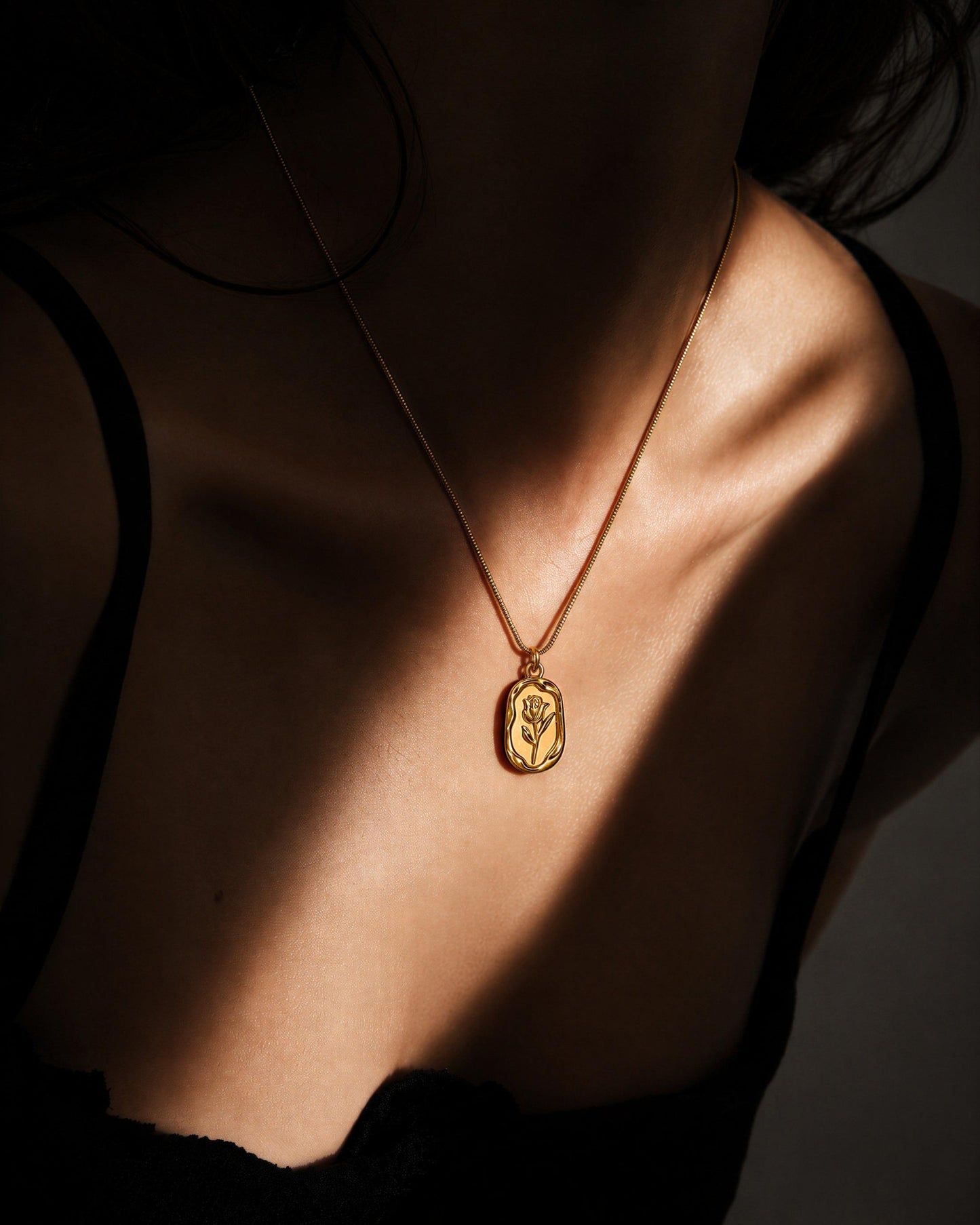 Anti-Tarnish Golden Rose Pendant