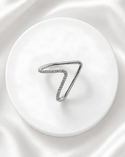 Anti-Tarnish Silver V-Shaped Adjustable Ring