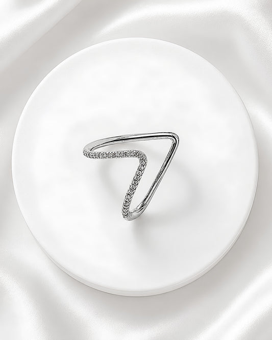 Anti-Tarnish Silver V-Shaped Adjustable Ring