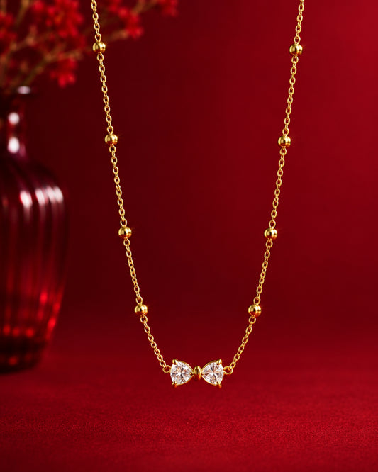 Anti-Tarnish Golden Bow Pendant