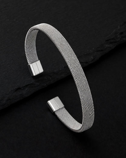 Men’s Anti-Tarnish Mesh Cuff Bracelet (SILVER)
