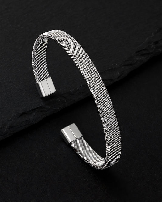Men’s Anti-Tarnish Mesh Cuff Bracelet (SILVER)
