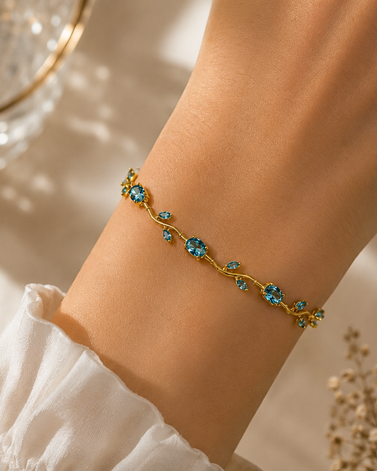 Anti-Tarnish Blue Tulip Bracelet