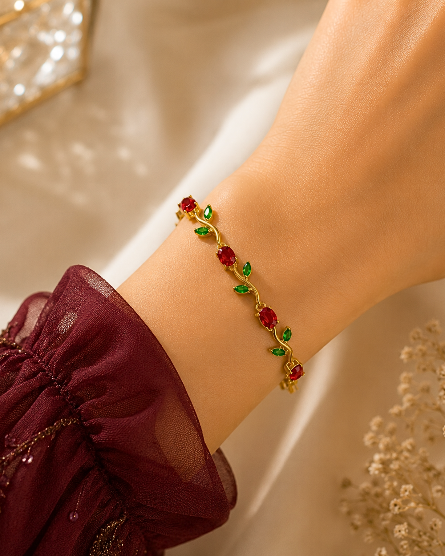 Anti-Tarnish Red Tulip Bracelet