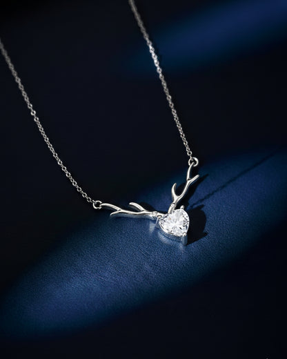 Anti-Tarnish Antlered Heart Pendant