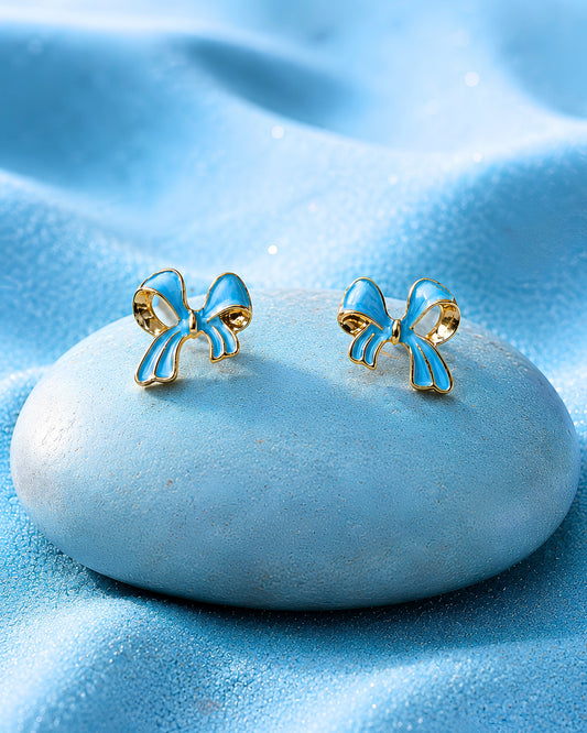 Blue Sky Bow Earrings