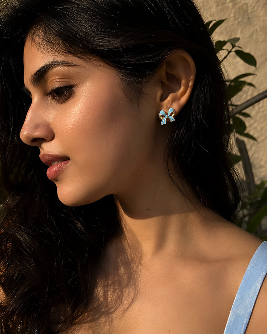 Blue Sky Bow Earrings