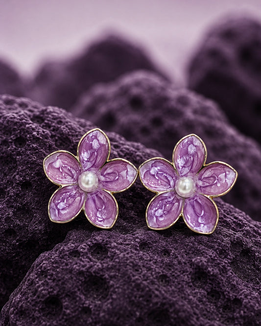 Purple Pearl Blossom Earrings
