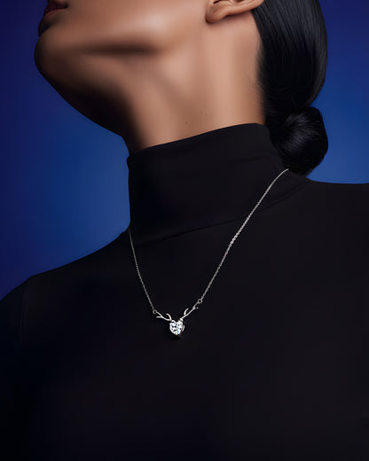 Anti-Tarnish Antlered Heart Pendant