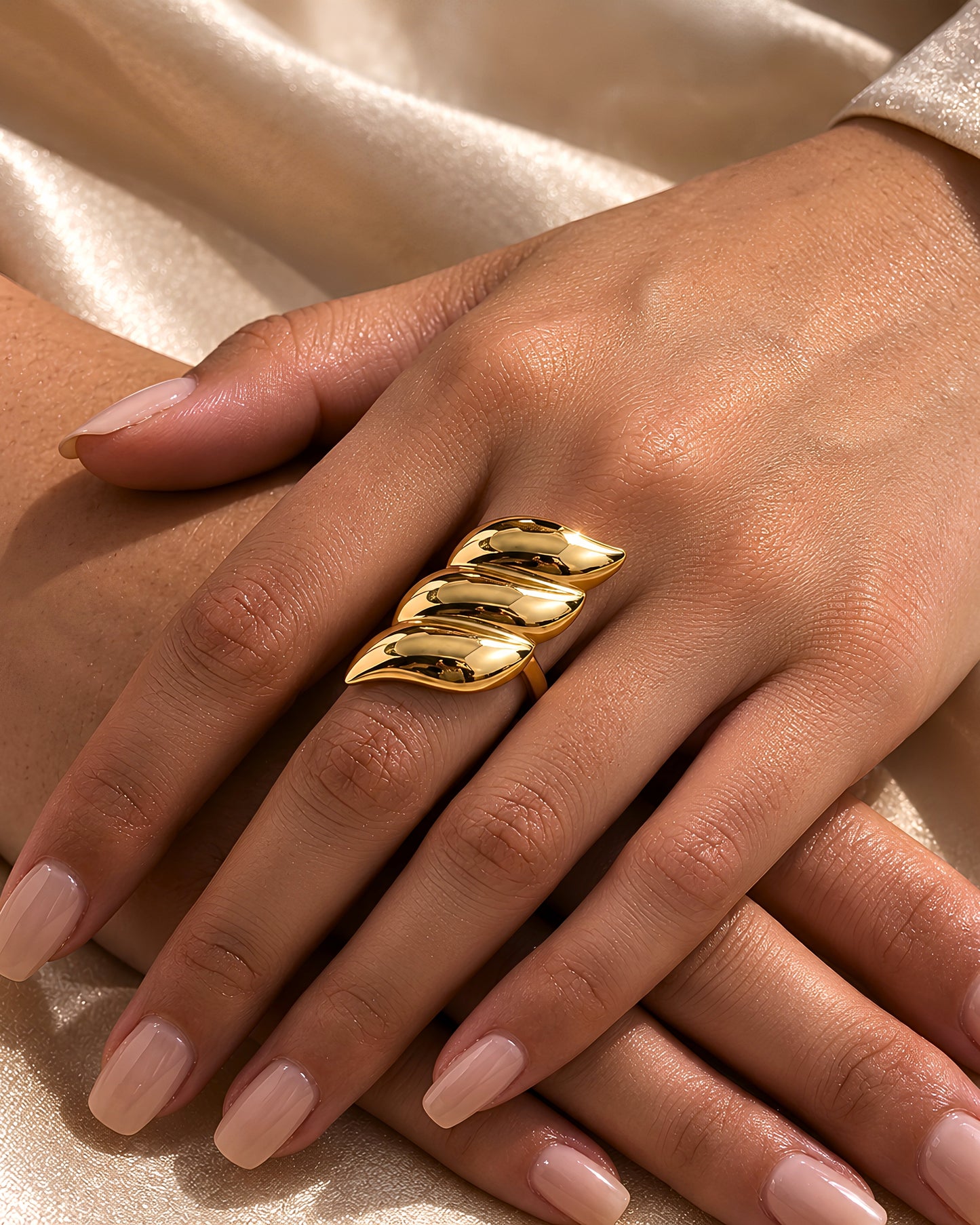 Anti-Tarnish Golden Wings Ring