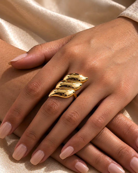 Anti-Tarnish Golden Wings Ring