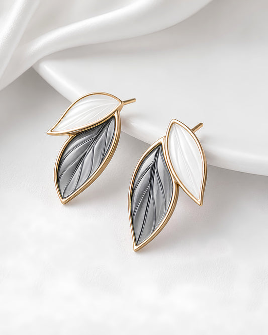 Leaf Drop Stud Earrings