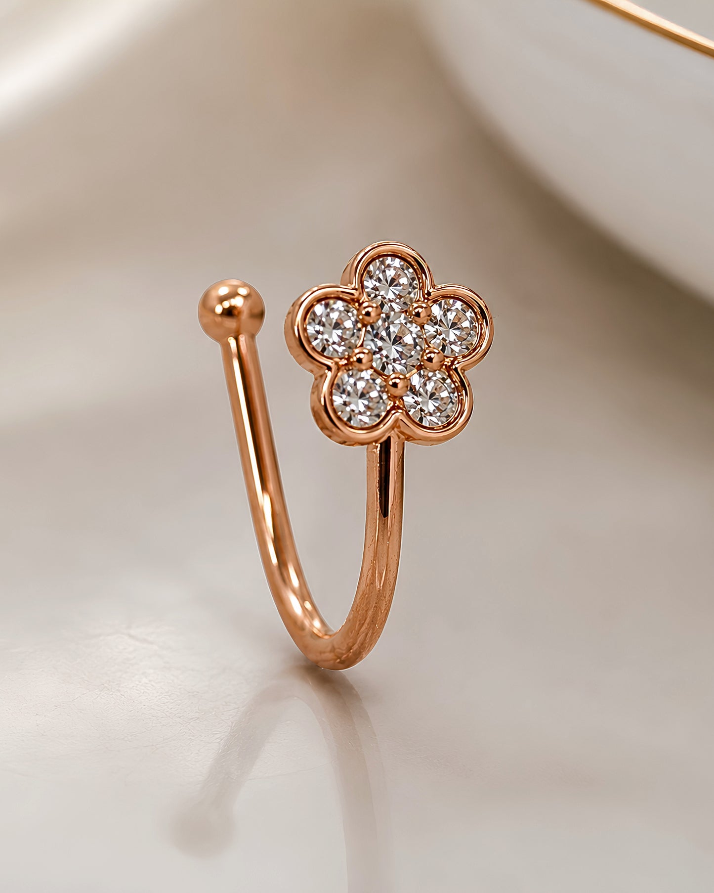 Anti-Tarnish Rose Gold Petal Glow Nose Pin