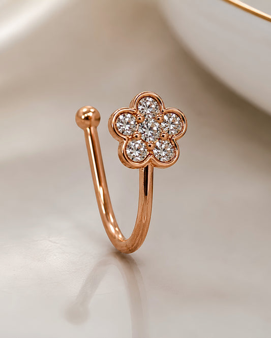 Anti-Tarnish Rose Gold Petal Glow Nose Pin