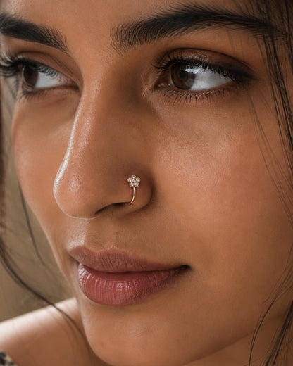 Anti-Tarnish Rose Gold Petal Glow Nose Pin