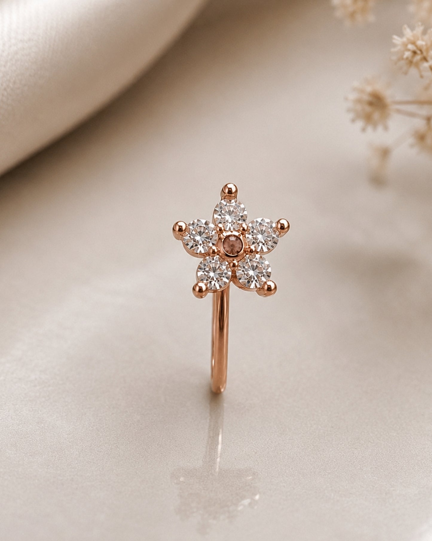 Anti-Tarnish Rose Gold Starlit Nose Pin
