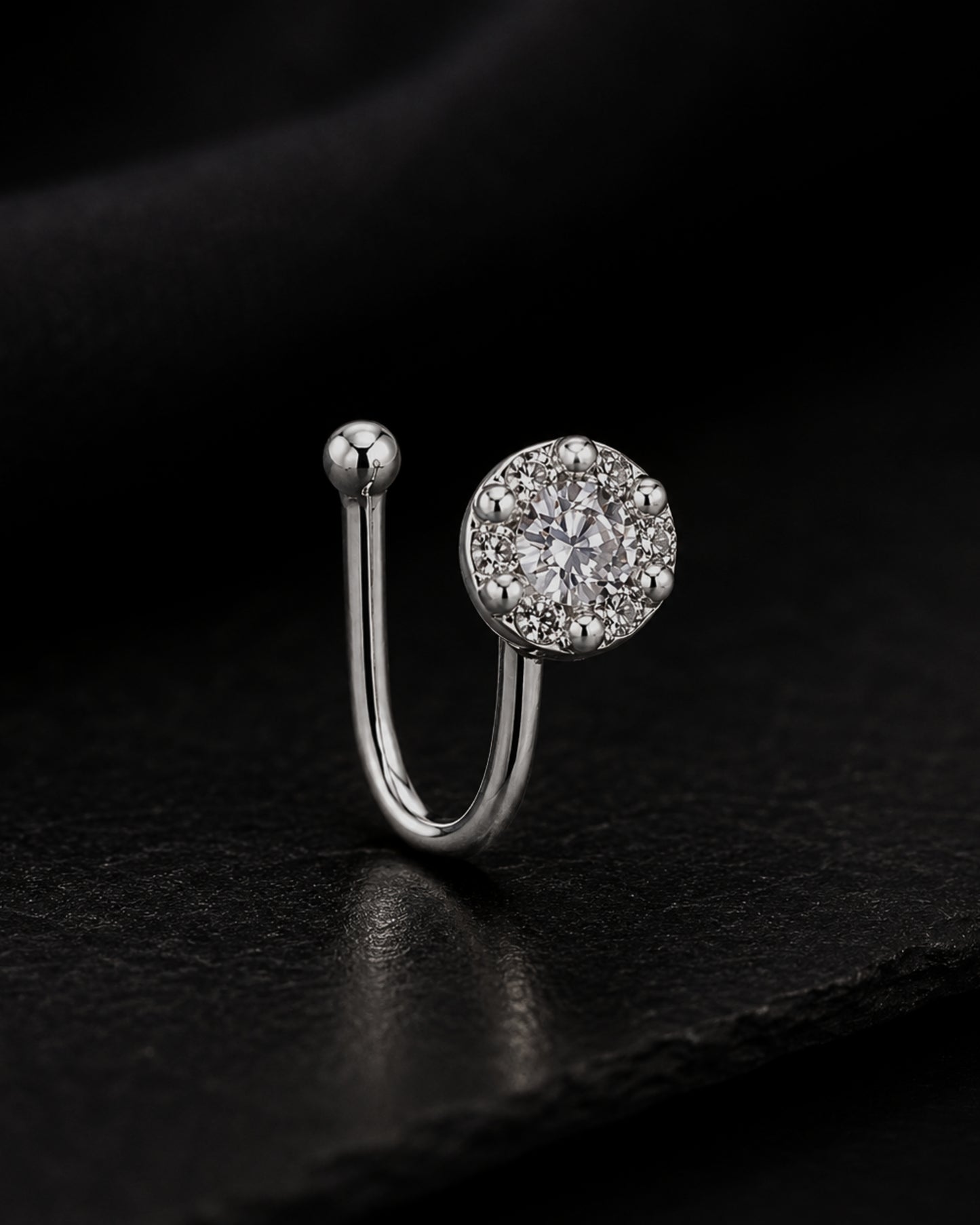 Anti-Tarnish Silver Halo Spark Nose Pin