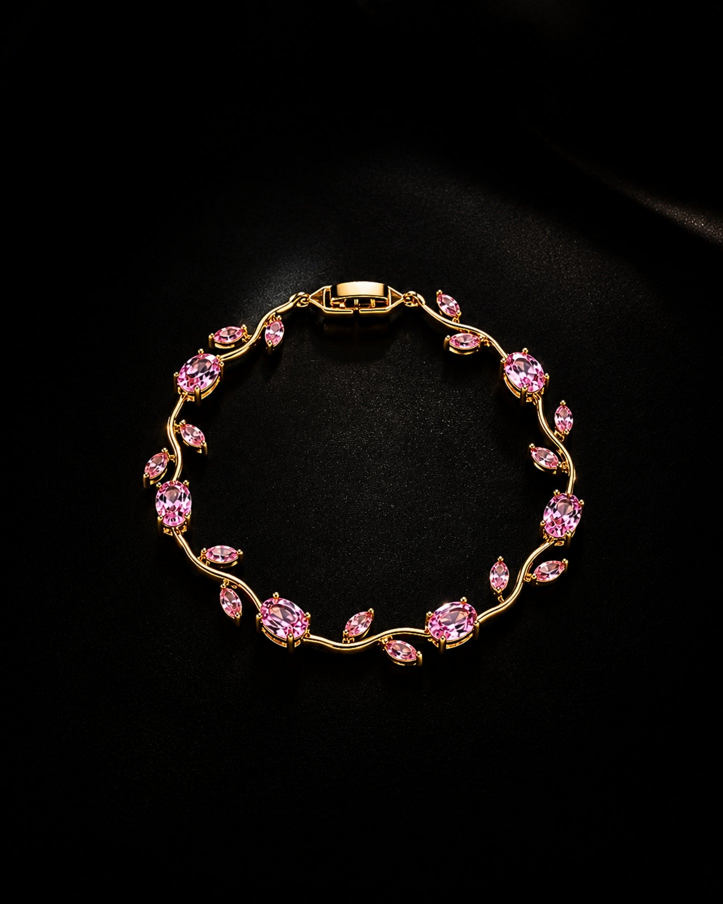 Anti-Tarnish Gold-Pink Tulip Bracelet