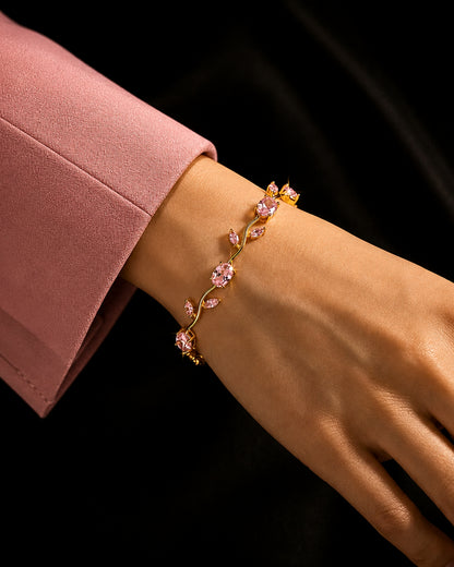 Anti-Tarnish Gold-Pink Tulip Bracelet