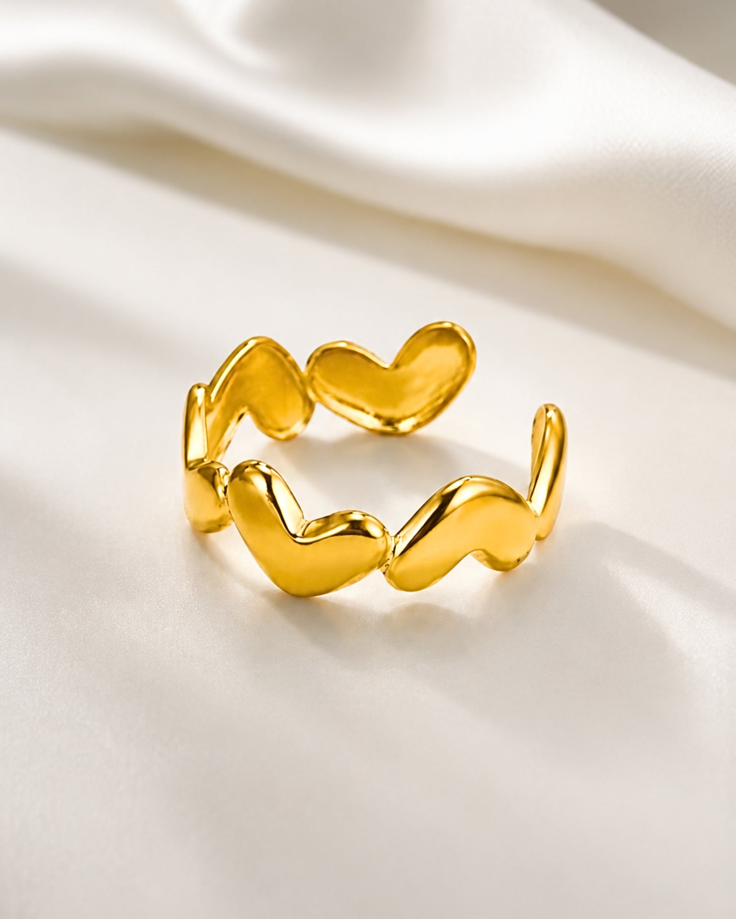 Anti-Tarnish Heart-themed Adjustable Ring